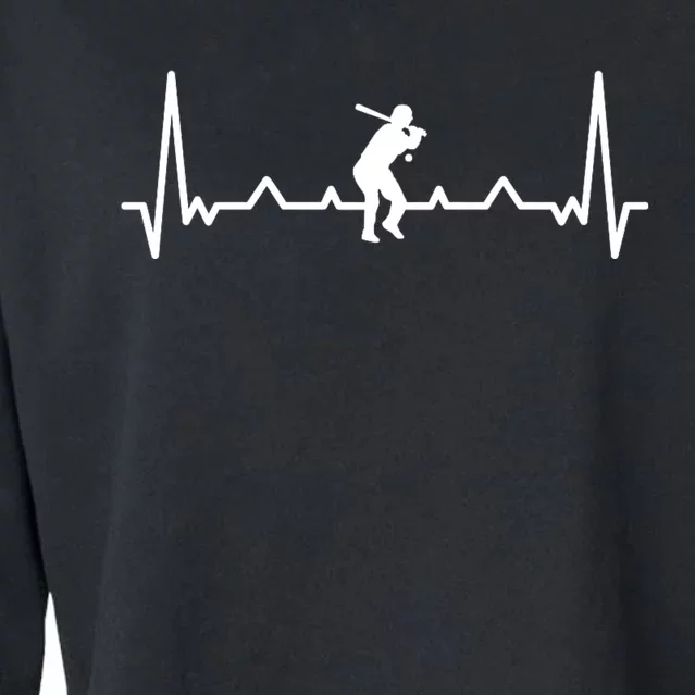 Baseball Heartbeat Baseball Gift For Baseball Player Cropped Pullover Crew