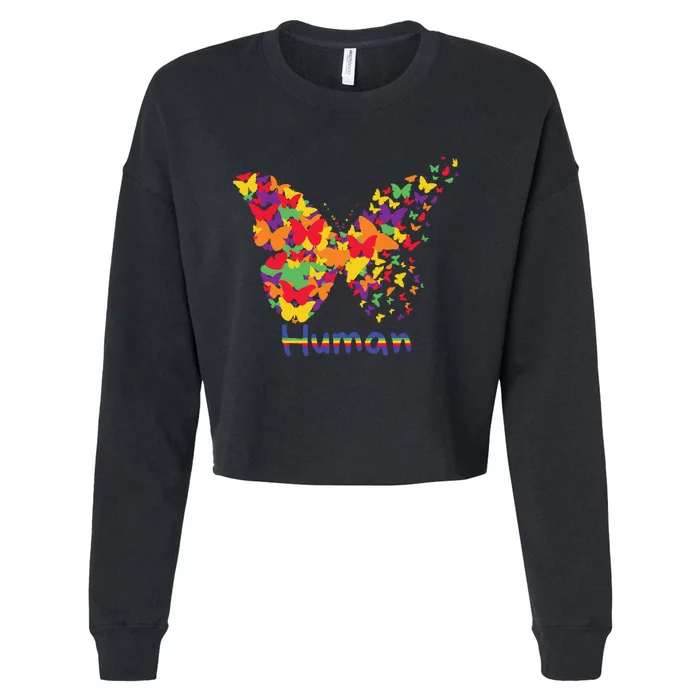 Butrfly Human Cropped Pullover Crew