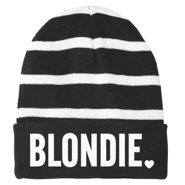 Blonde Hairstylist Blonde Hair Striped Beanie with Solid Band