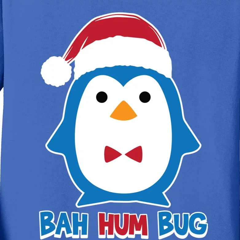 Bah Hum Bug Penguin Santa Hat Anti Xmas Scrooge Humor Gift Kids Long Sleeve Shirt