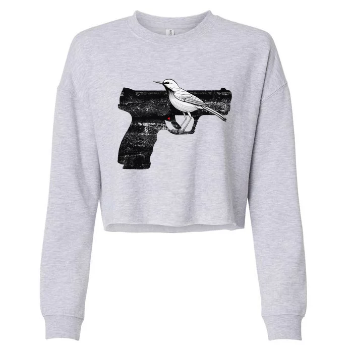 Bird & Handgun Cropped Pullover Crew