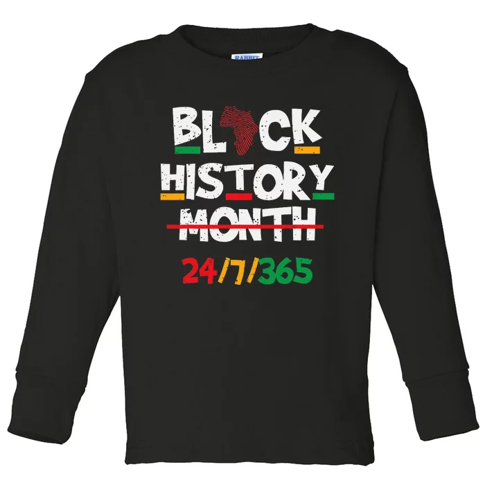 Black Heritage BHM 24 7 Proud Pride Toddler Long Sleeve Shirt