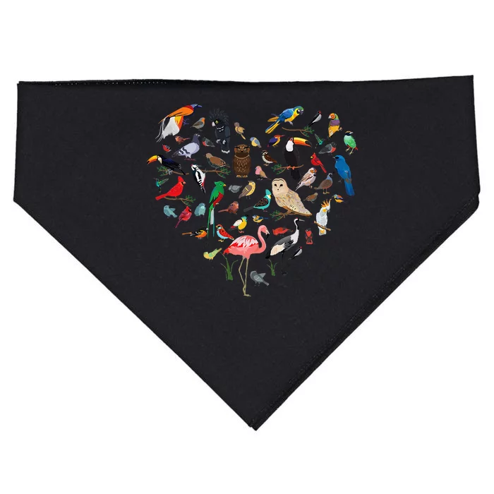 Bird Heart Birding Bird Watching Birder Bird Watcher USA-Made Doggie Bandana