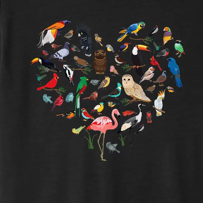 Bird Heart Birding Bird Watching Birder Bird Watcher ChromaSoft Performance T-Shirt