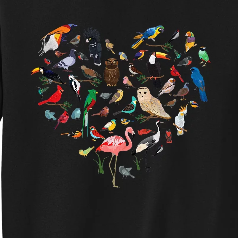 Bird Heart Birding Bird Watching Birder Bird Watcher Tall Sweatshirt