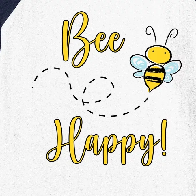 Bee Happy Bumblebee Cute Gift Baseball Sleeve Shirt