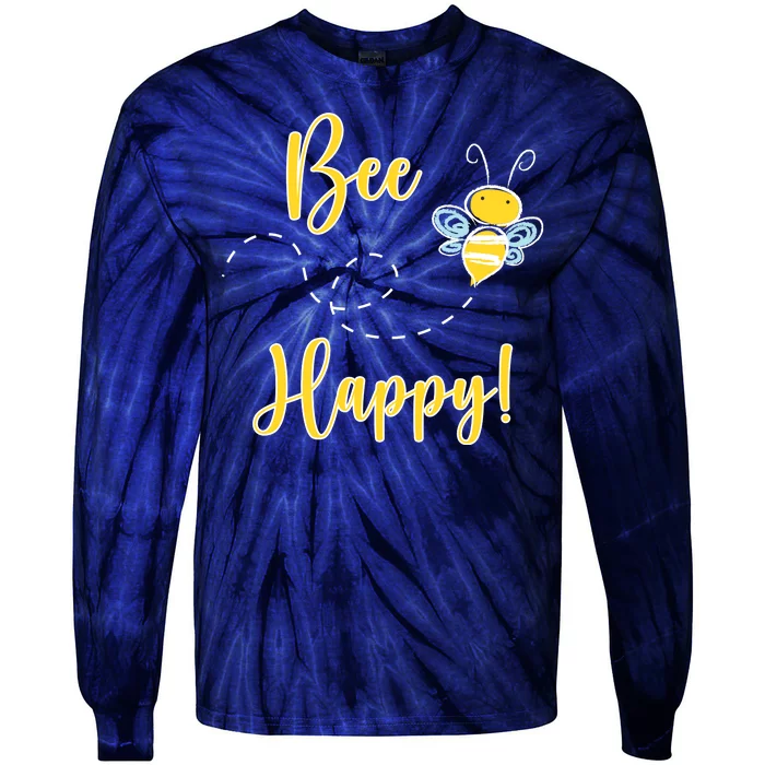 Bee Happy Bumblebee Cute Gift Tie-Dye Long Sleeve Shirt