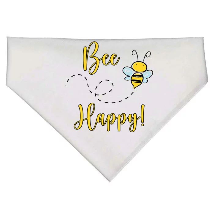 Bee Happy Bumblebee Cute Gift USA-Made Doggie Bandana