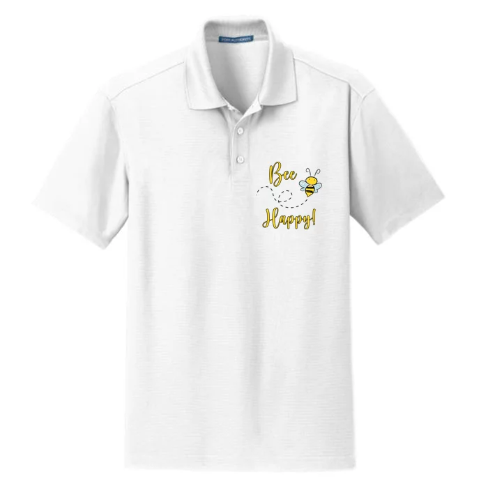 Bee Happy Bumblebee Cute Gift Dry Zone Grid Performance Polo