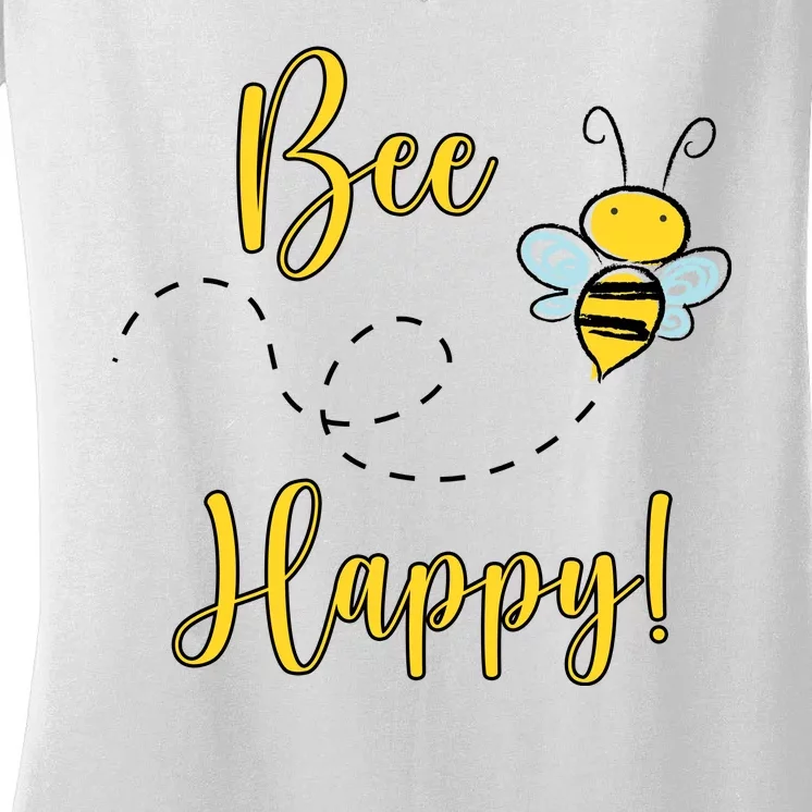 Bee Happy Bumblebee Cute Gift Women's V-Neck T-Shirt