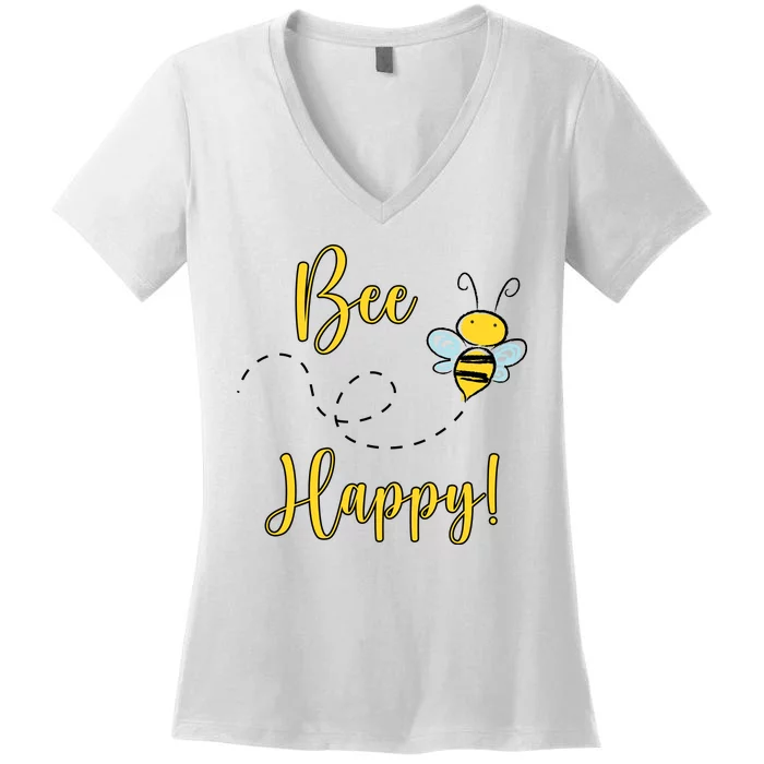 Bee Happy Bumblebee Cute Gift Women's V-Neck T-Shirt