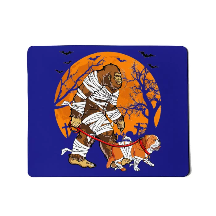 Bigfoot Hug BullDog Halloween In October We Wear Pink Mousepad