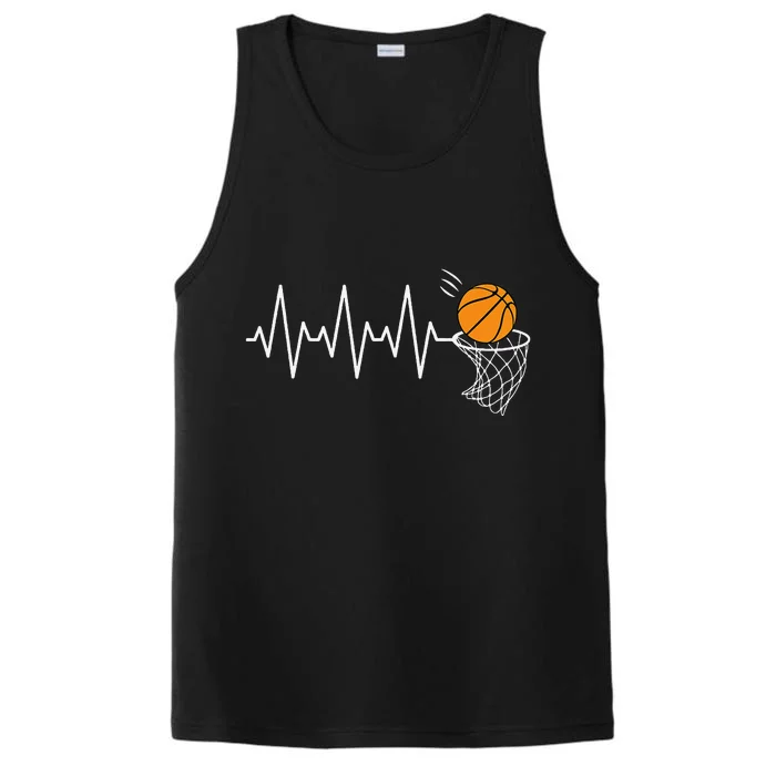 Basketball Heartbeat Basketball Lover Performance Tank