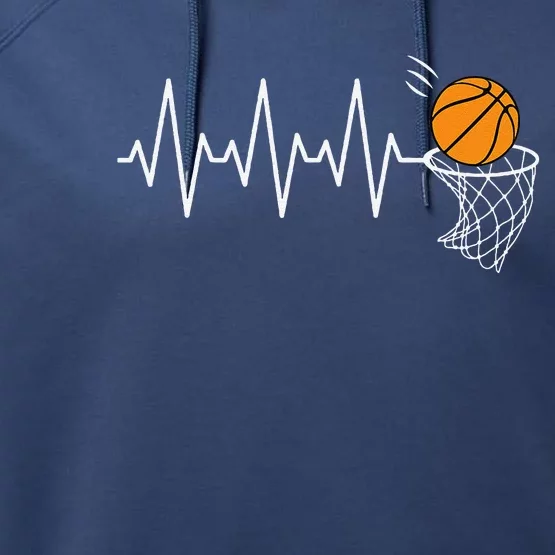 Basketball Heartbeat Basketball Lover Performance Fleece Hoodie