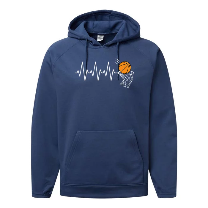 Basketball Heartbeat Basketball Lover Performance Fleece Hoodie