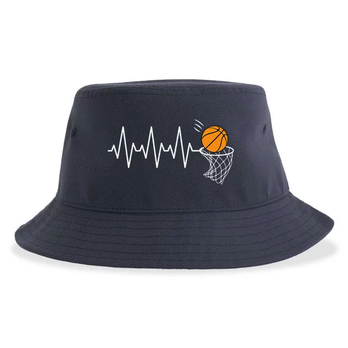 Basketball Heartbeat Basketball Lover Sustainable Bucket Hat