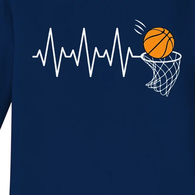 Basketball Heartbeat Basketball Lover Baby Long Sleeve Bodysuit