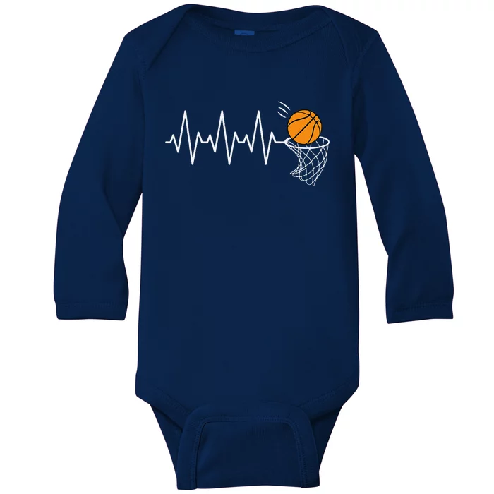 Basketball Heartbeat Basketball Lover Baby Long Sleeve Bodysuit