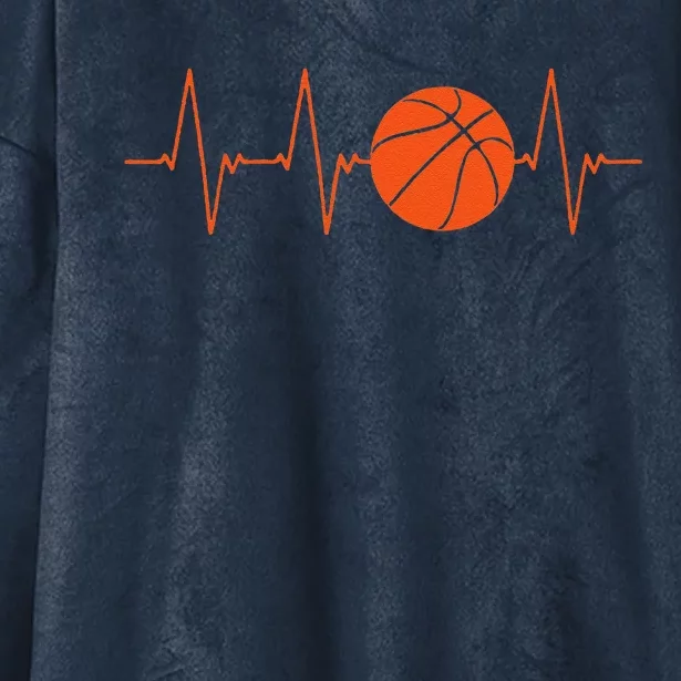 Basketball Heartbeat Bball Gift Hooded Wearable Blanket