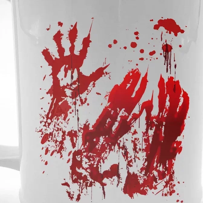 Bloody Halloween Blood Splatter Zombie Hand Front & Back Beer Stein