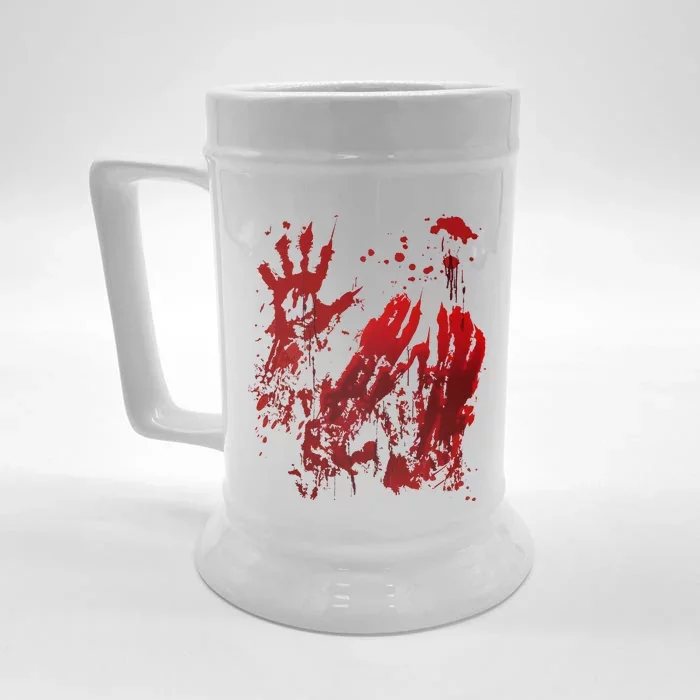 Bloody Halloween Blood Splatter Zombie Hand Front & Back Beer Stein