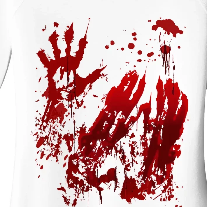 Bloody Halloween Blood Splatter Zombie Hand Women's Perfect Tri Tunic Long Sleeve Shirt