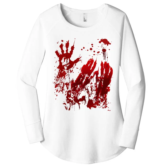 Bloody Halloween Blood Splatter Zombie Hand Women's Perfect Tri Tunic Long Sleeve Shirt