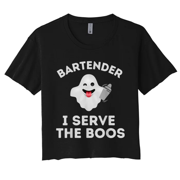 Bartender Halloween Bartender Ghost I Serve The Boos Women's Crop Top Tee