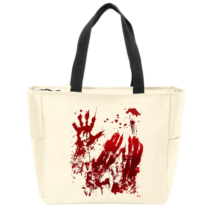 Bloody Halloween Blood Splatter Zombie Hand Zip Tote Bag