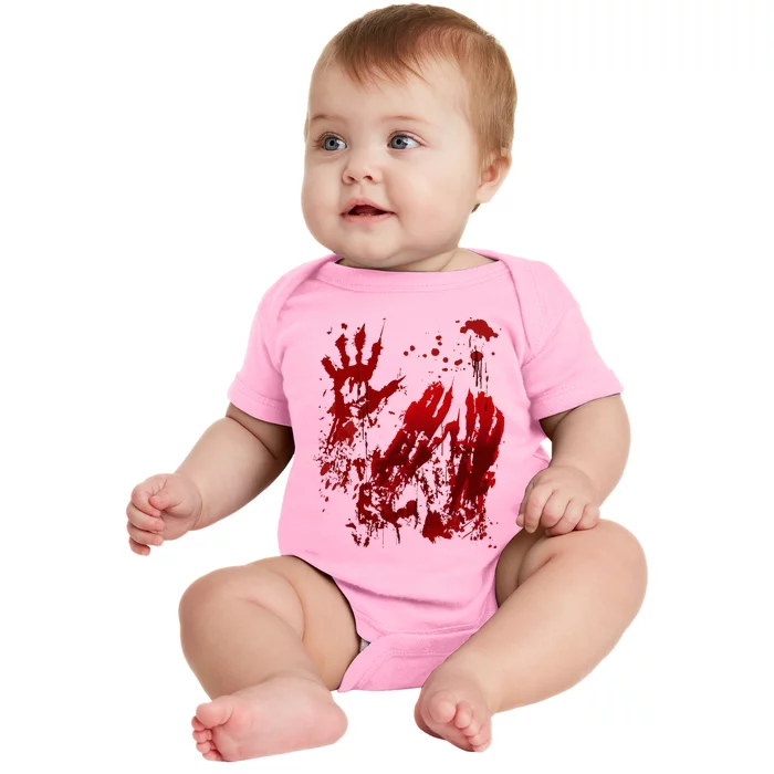 Bloody Halloween Blood Splatter Zombie Hand Baby Bodysuit