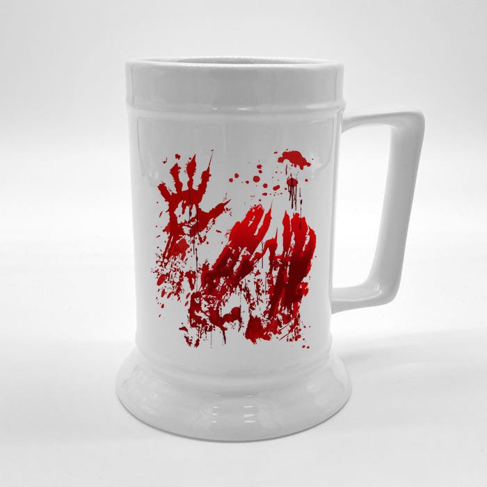 Bloody Halloween Blood Splatter Zombie Hand Front & Back Beer Stein