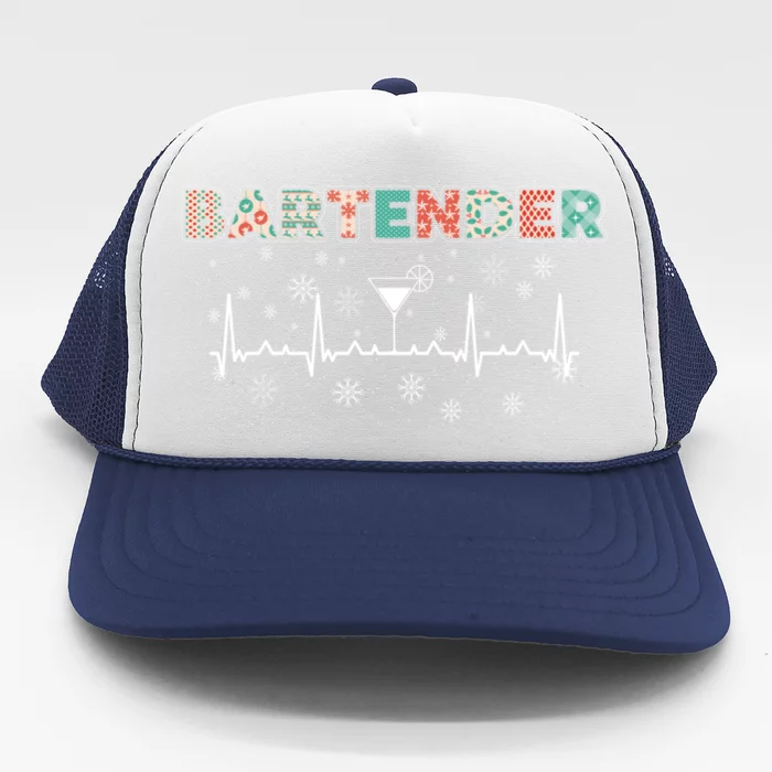 Bartender Heartbeat Bartending Lover Cocktail Maker Xmas Great Gift Trucker Hat