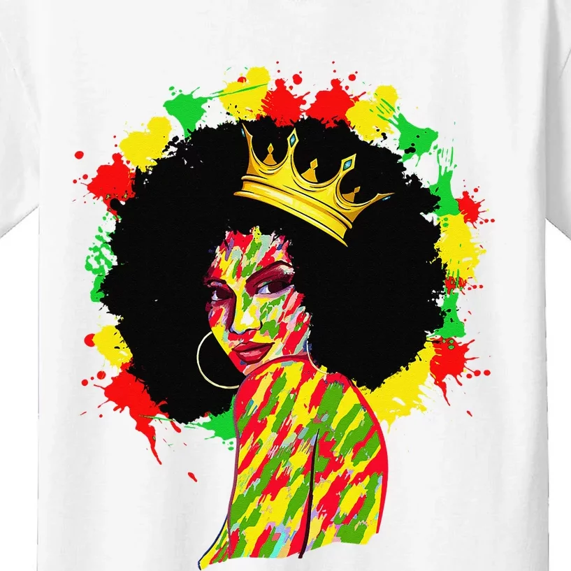 Black History Black Queen Afro Melanin Juneteenth Dripping Kids T-Shirt