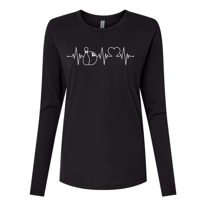 Bowling Heartbeat Bowler Womens Cotton Relaxed Long Sleeve T-Shirt