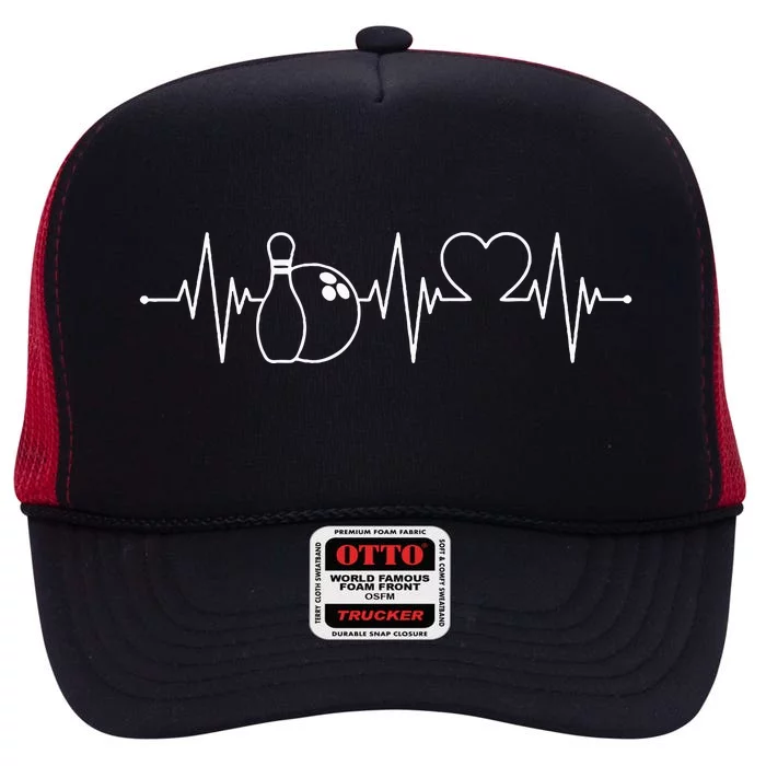 Bowling Heartbeat Bowler High Crown Mesh Trucker Hat