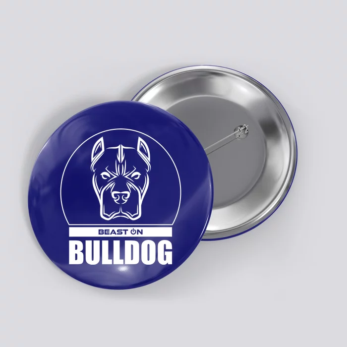 Bulldog Head Beast Gym Fitness Training Workout Gains Gift Button