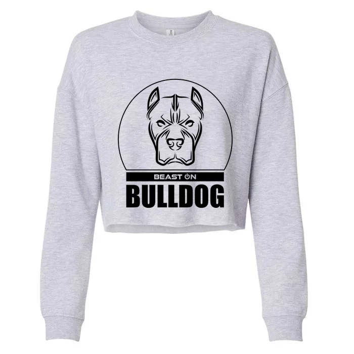 Bulldog Head Beast Gym Fitness Training Workout Gains Gift Cropped Pullover Crew