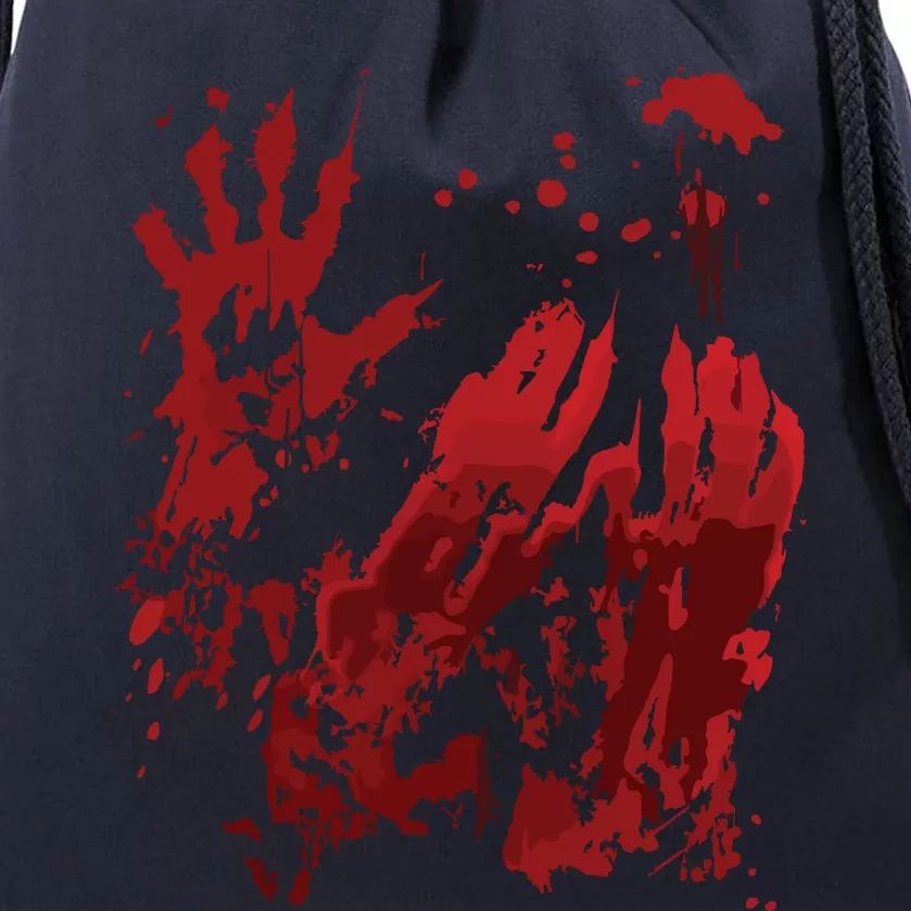 Bloody Halloween Blood Splatter Zombie Hand Graphic Drawstring Bag