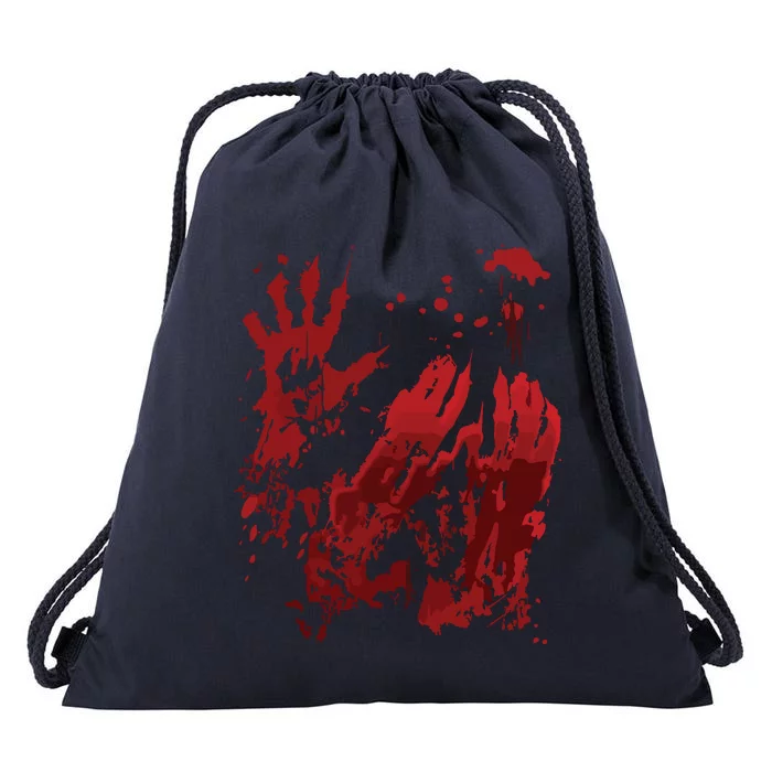 Bloody Halloween Blood Splatter Zombie Hand Graphic Drawstring Bag