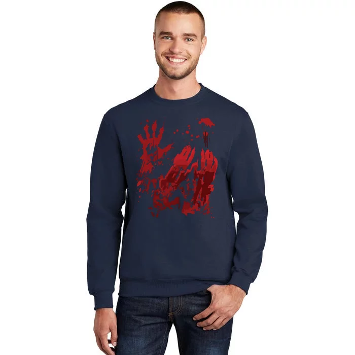 Bloody Halloween Blood Splatter Zombie Hand Graphic Tall Sweatshirt