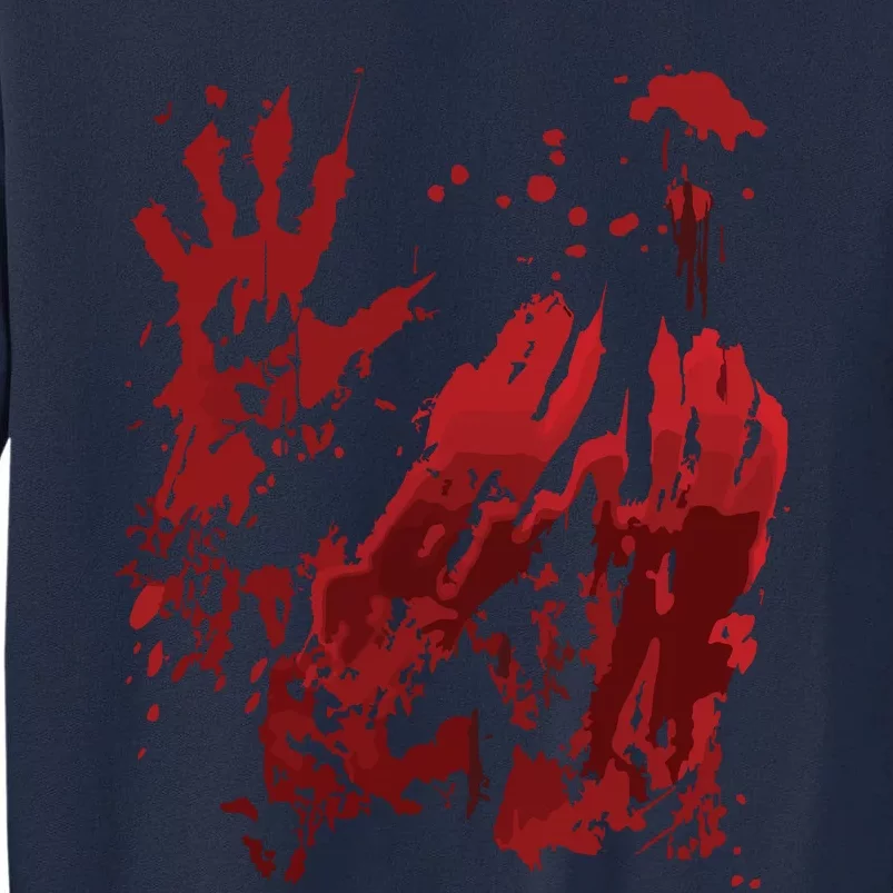 Bloody Halloween Blood Splatter Zombie Hand Graphic Tall Sweatshirt