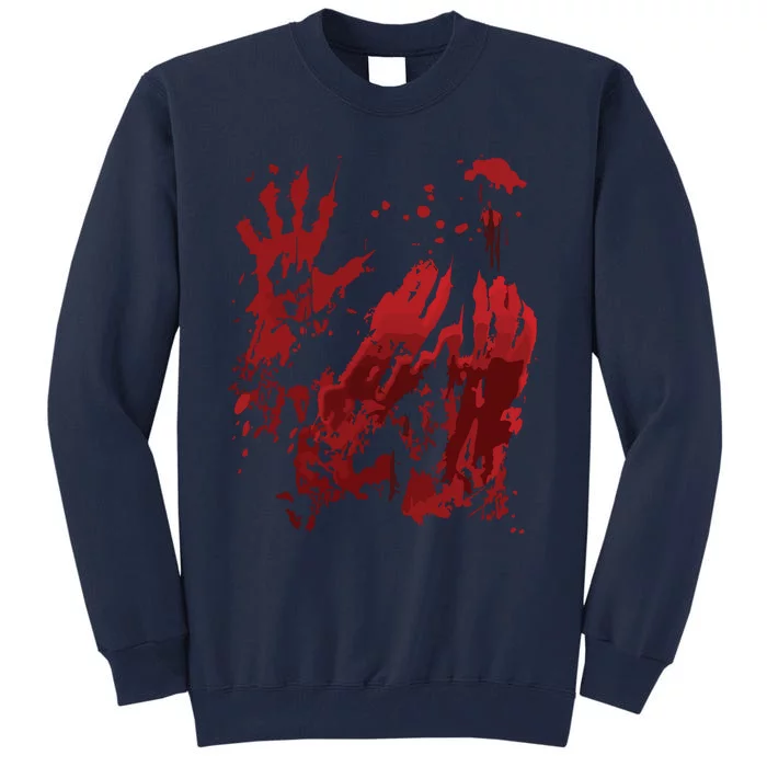 Bloody Halloween Blood Splatter Zombie Hand Graphic Tall Sweatshirt