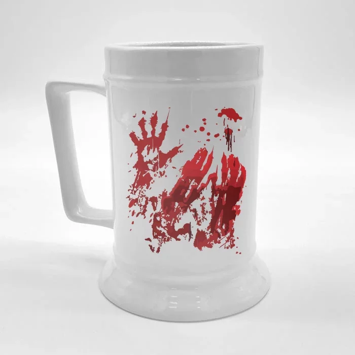 Bloody Halloween Blood Splatter Zombie Hand Graphic Front & Back Beer Stein