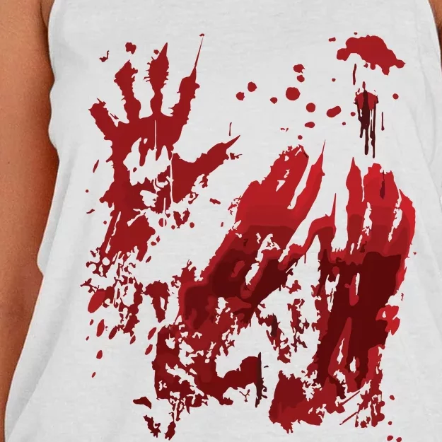 Bloody Halloween Blood Splatter Zombie Hand Graphic Women's Knotted Racerback Tank