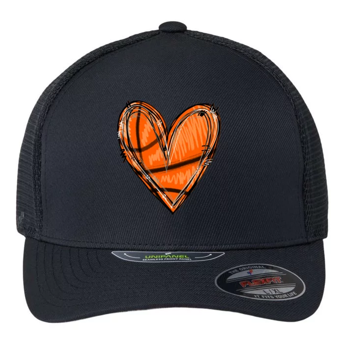 Basketball Heart Basketball Game Day Vibes Basketball Mom Gift Flexfit Unipanel Trucker Cap