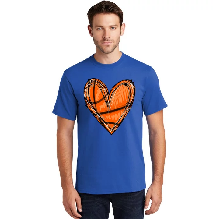 Basketball Heart Basketball Game Day Vibes Basketball Mom Gift Tall T-Shirt