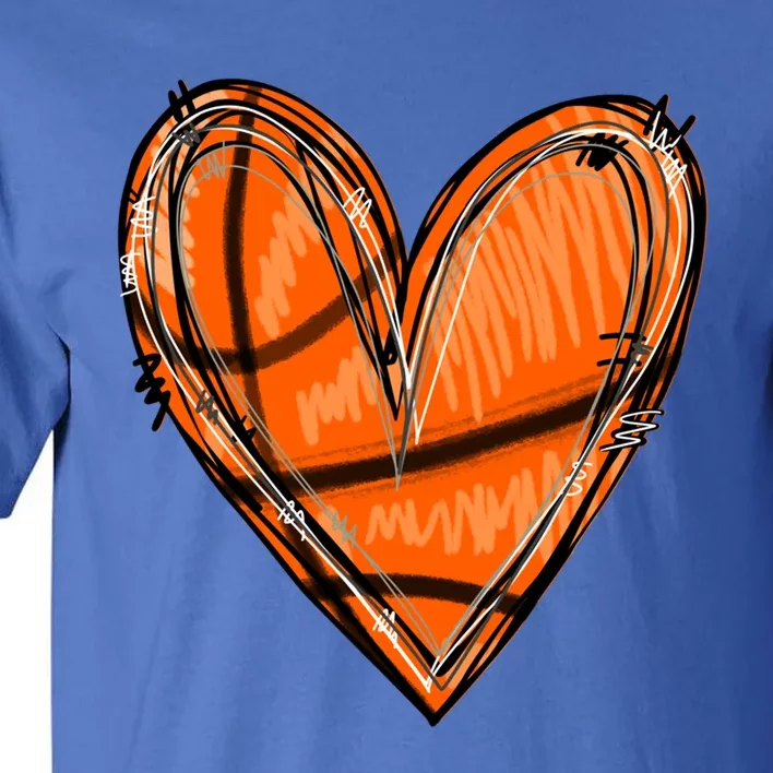 Basketball Heart Basketball Game Day Vibes Basketball Mom Gift Tall T-Shirt