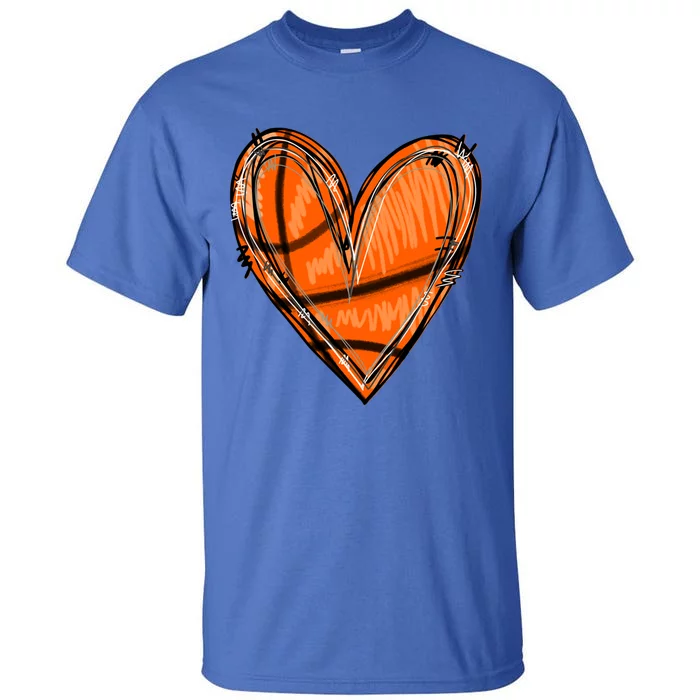 Basketball Heart Basketball Game Day Vibes Basketball Mom Gift Tall T-Shirt