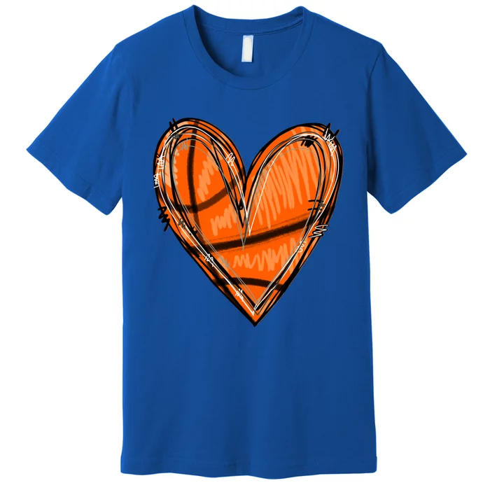 Basketball Heart Basketball Game Day Vibes Basketball Mom Gift Premium T-Shirt