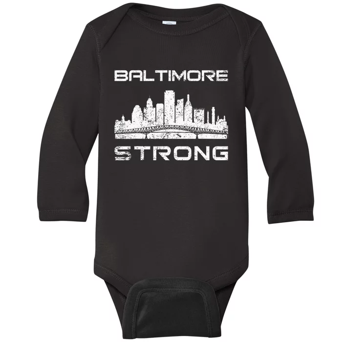 Baltimore Heart Baltimore Bridge Baltimore Strong Baby Long Sleeve Bodysuit